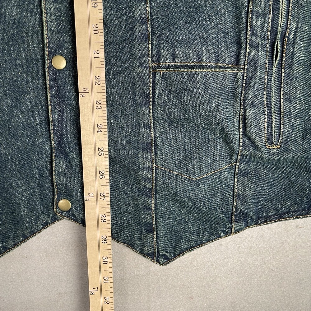 New Milwaukee Leather Blue Denim Motorcycle Biker Riders Vest 7XL w/Side Laces - Picture 9 of 11